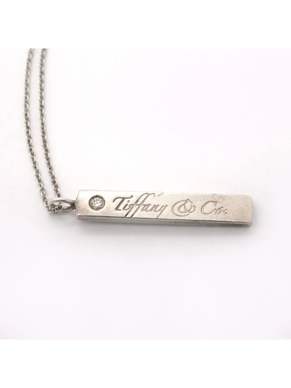 Tiffany & Co Necklace Notes Bar 925 Sterling Silver Diamond